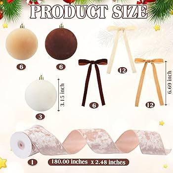 Syhood 15 Pcs 3.15" Christmas Velvet Balls Ornaments with 30 Flocked Bows 1 Vintage Ribbon Velvet... | Amazon (US)