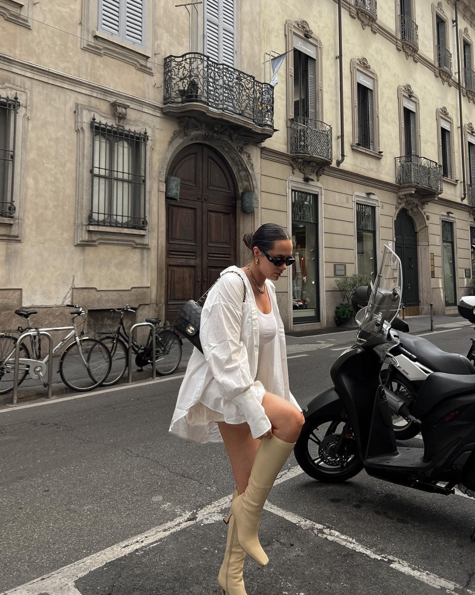 Neutral outfit, neutral style, fall outfit, tan boots, mini skirt, white button down, fall fashion 

#LTKstyletip #LTKshoecrush #LTKSeasonal