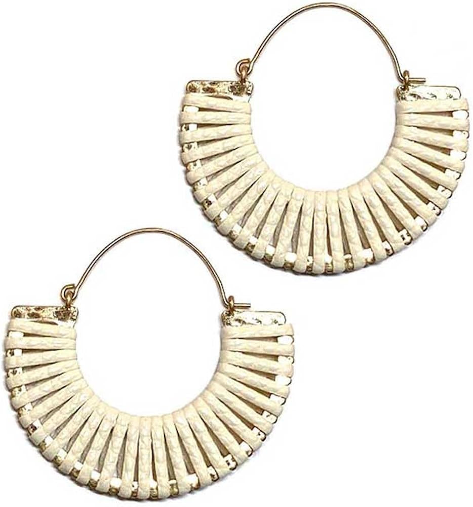 Leatherette Wrap Wire Hoop Earrings | Amazon (US)