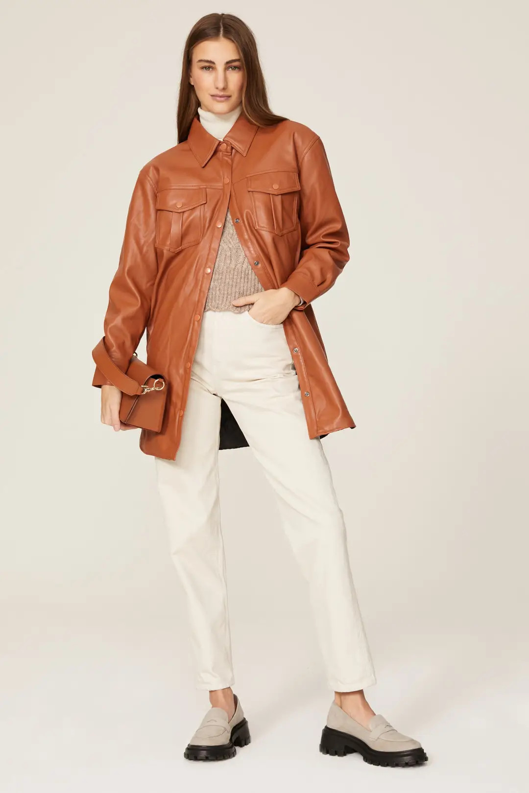 Faux Leather Shacket | Rent the Runway