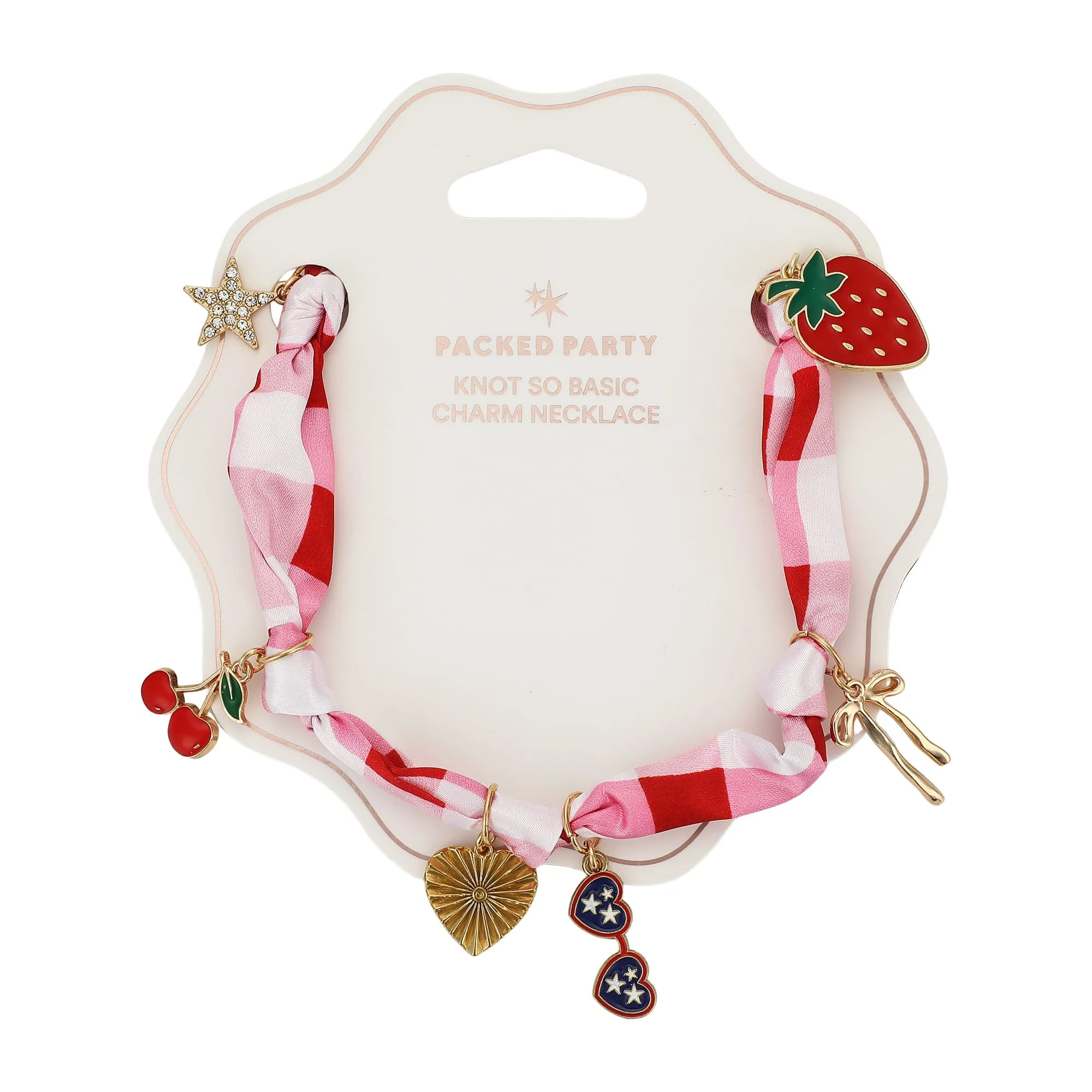 All-American Gingham Satin Scarf Charm Necklace | Packed Party