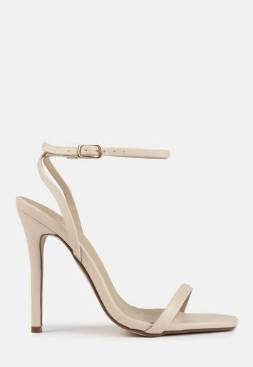 Missguided - Nude Barely There Square Toe Heels | Missguided (UK & IE)