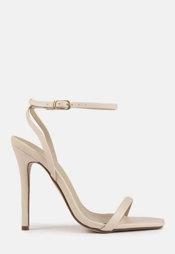 Missguided - Nude Barely There Square Toe Heels | Missguided (UK & IE)