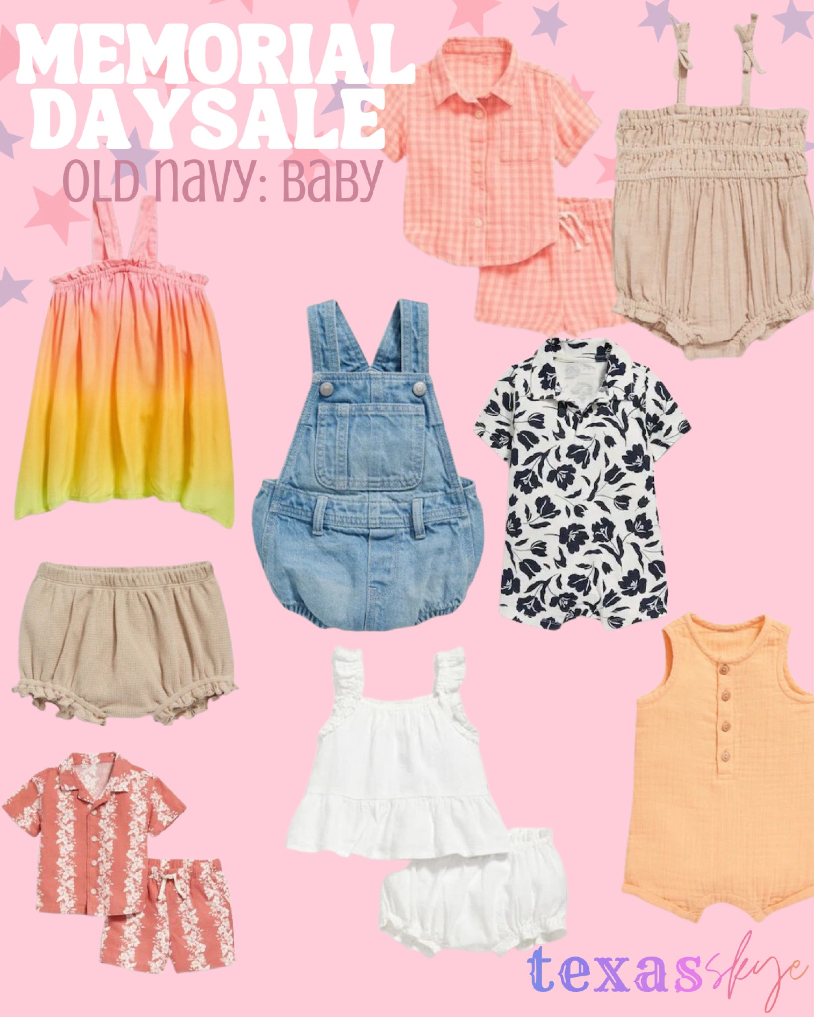 Old navy Memorial Day sale: 50% off site 

Baby outfits
Baby summer outfits
Baby girl
Baby boy


#LTKunder50 #LTKsalealert #LTKbaby