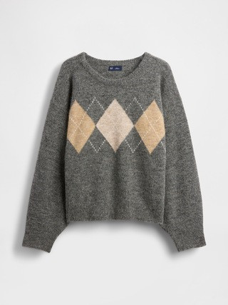 Fuzzy Argyle Crop Sweater | Gap (CA)