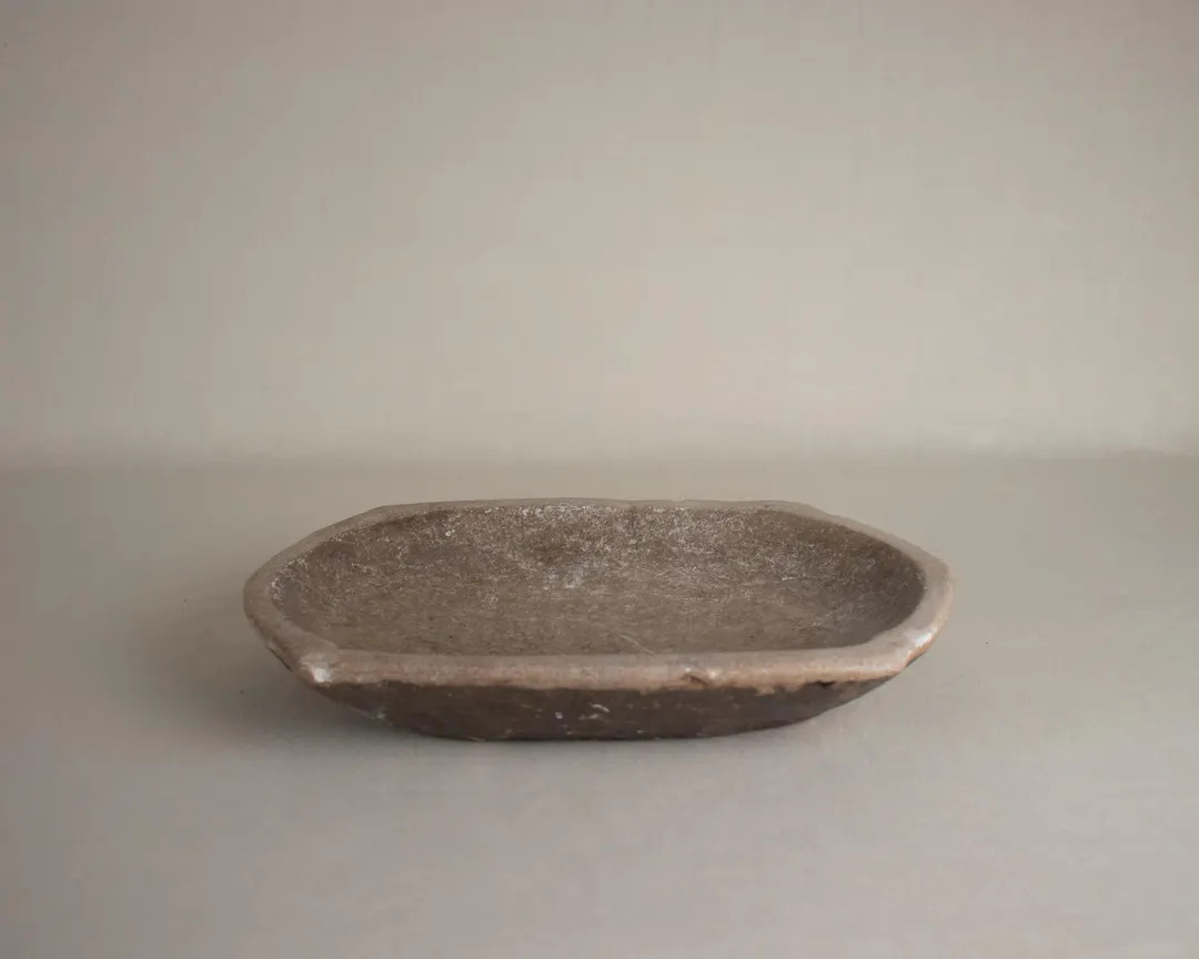 Antique Stone Platter 14.5", Hand Carved Stone Tray | Etsy (US)