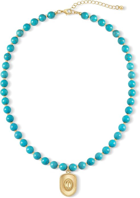 Western Cowgirl Beaded Necklace for Women - Vintage Cowboy Turquoise Tiger Eye Stone Beads Bull H... | Amazon (US)