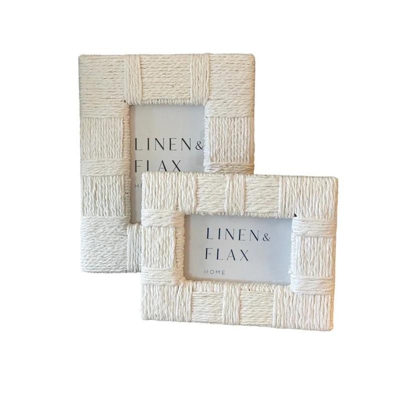 White Woven Rope Frame (2 sizes) | Linen & Flax Co