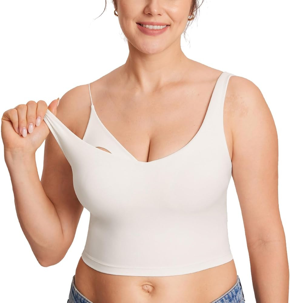 MOMANDA Women's Nursing Bras Longline Sports Breastfeeding V Neck Sleeveless Crop Tank Top with B... | Amazon (US)