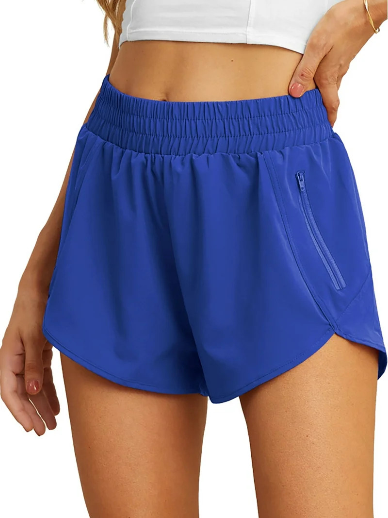 Cueply Women's Running Shorts High Waisted Athletic Gym Workout Shorts with Liner Zipper Pockets | Walmart (US)