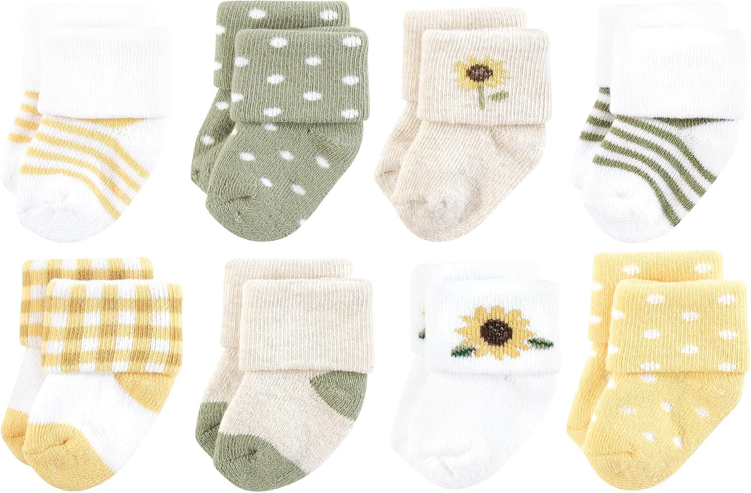 Hudson Baby Infant Girl Cotton Rich Newborn and Terry Socks, Sunflower, 6-12 Months | Amazon (US)