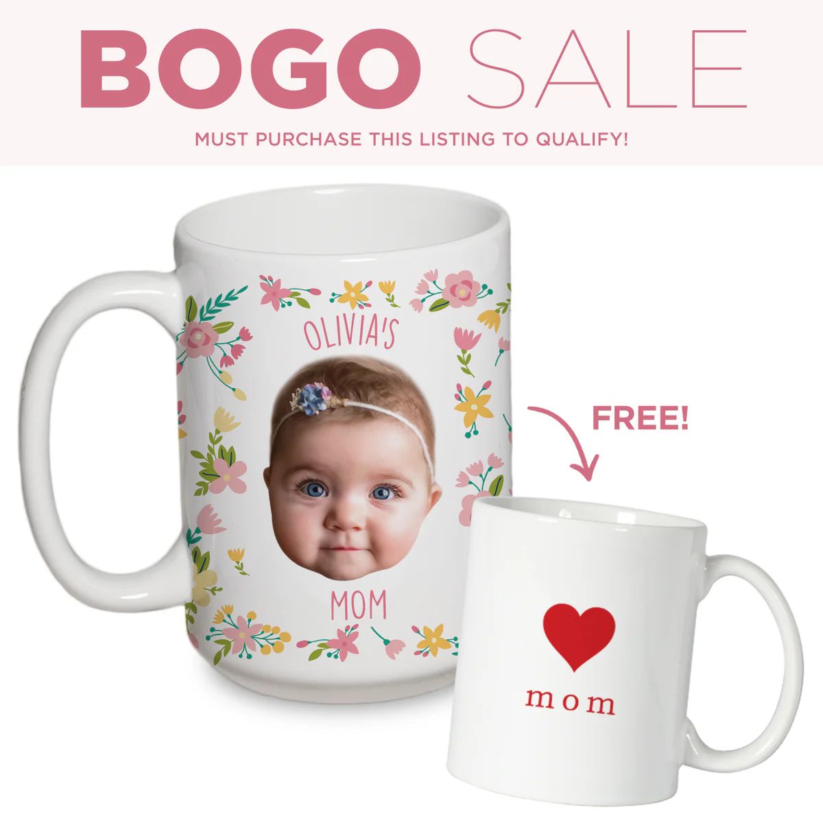 BOGO: Personalized Flower Mug + 11 oz Mom Mug | Type League Press
