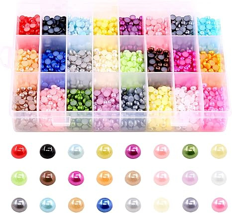 Swpeet 2880Pcs 6mm 24 Colors Flat Back Pearl Cabochon Imitation Pearls Assortment Kit, Rainbow Co... | Amazon (US)