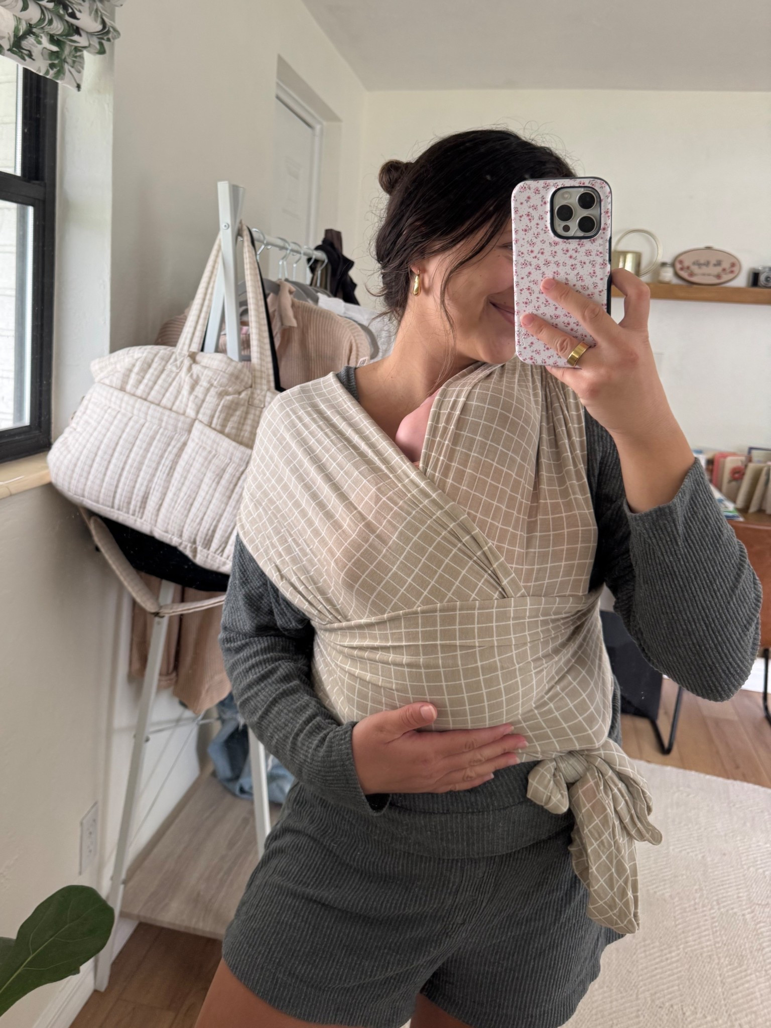my cozy pj set & the baby wrap Im using in a close pattern 🤎🧸

#LTKBaby