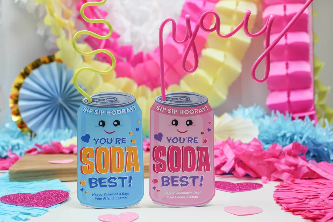 Soda Kids Valentine, Crazy Straw Kids Valentine, Kids Valentine, School Valentine, Classroom Vale... | Etsy (US)