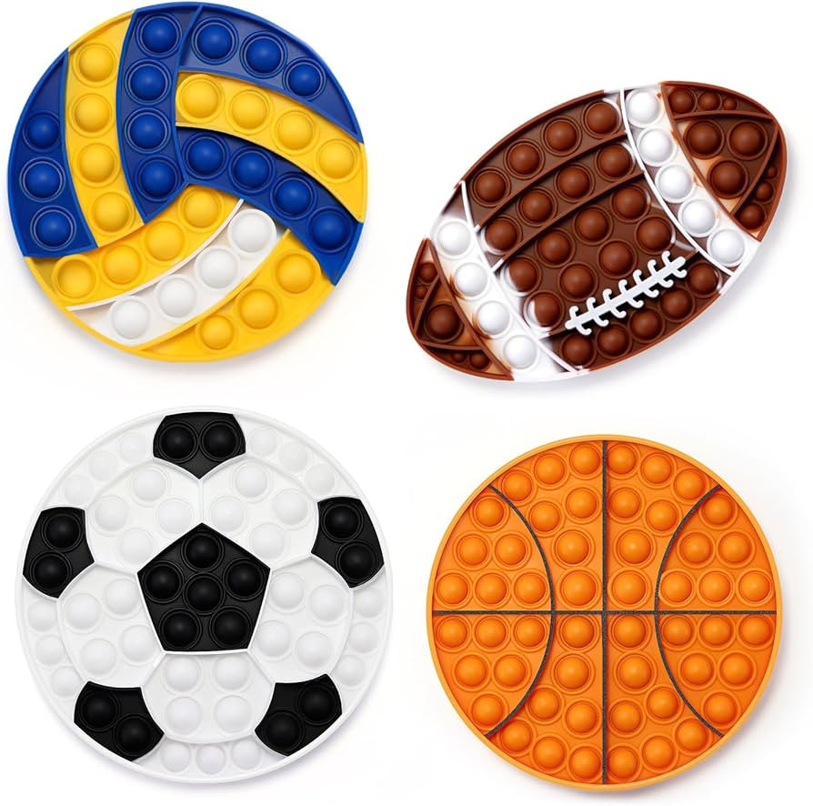 4 PCS Sports Fidget Toys, Sports Push Bubble Fidget Toys, Stress Anxiety Relief Relax Toy , Silic... | Amazon (US)