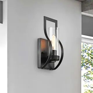 Anastasia 1 Light Wall Sconce with Clear Glass Shade and Curved Frame | Overstock.com Shopping - ... | Bed Bath & Beyond
