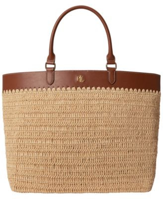 Leather Straw Extra-Large Kyla Tote Bag | Macy's