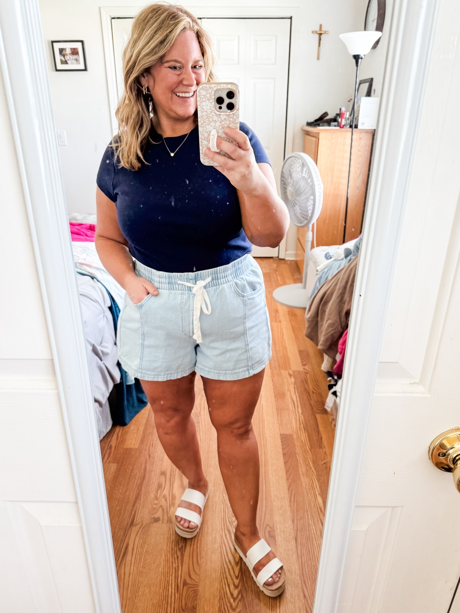 My tee is one of my very favorites - perfect light ribbed tee.  I have in tons of colors.  Wearing an XL.  Wearing an XL in these pull on denim shorts too. These reef sandals are super comfy - I’ve worn them sooo much since getting them   

#LTKSeasonal #LTKFindsUnder50 #LTKMidsize