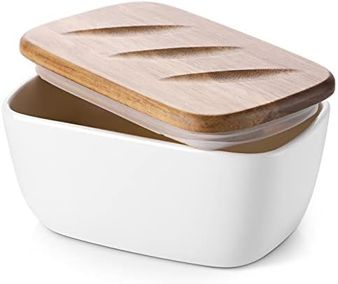 DOWAN Butter Dish, Ceramic Butter Dish with Lid and High-quality Silicone Sealing for Countertop, La | Amazon (US)
