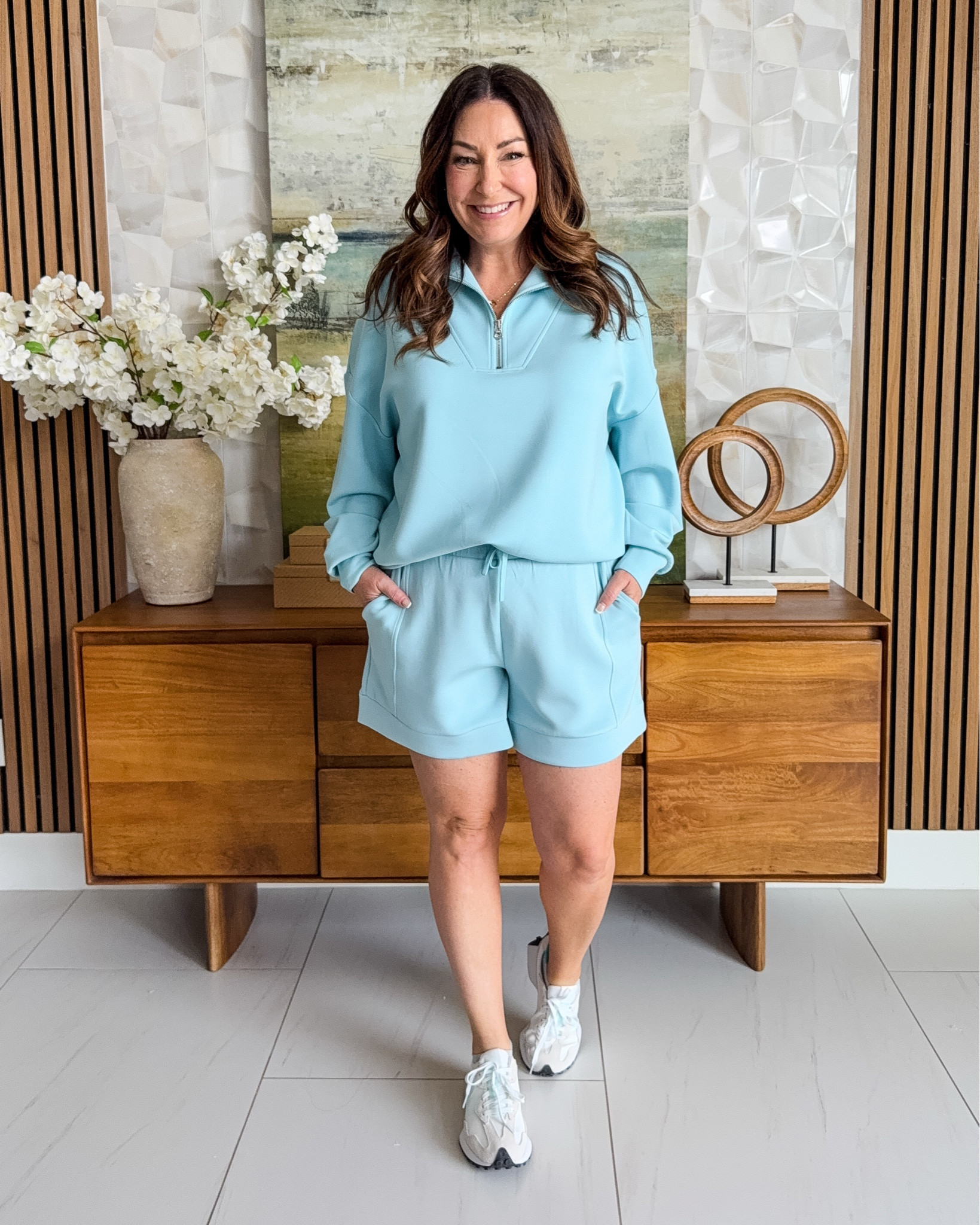 Varley 2 Piece Lounge Set from Anthropologie | Wearing large in top and shorts - run true to size 

 

#LTKSeasonal #LTKActive #LTKOver40