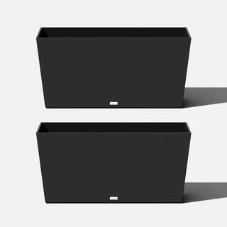 Veradek Midori 39 in. Black Trough Plastic Planter (2-Pack) MLO39B-2PK - The Home Depot | The Home Depot