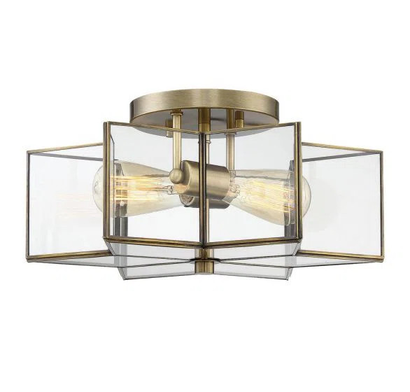 Putnam 2-Light Ceiling Light in Natural Brass | Wayfair North America