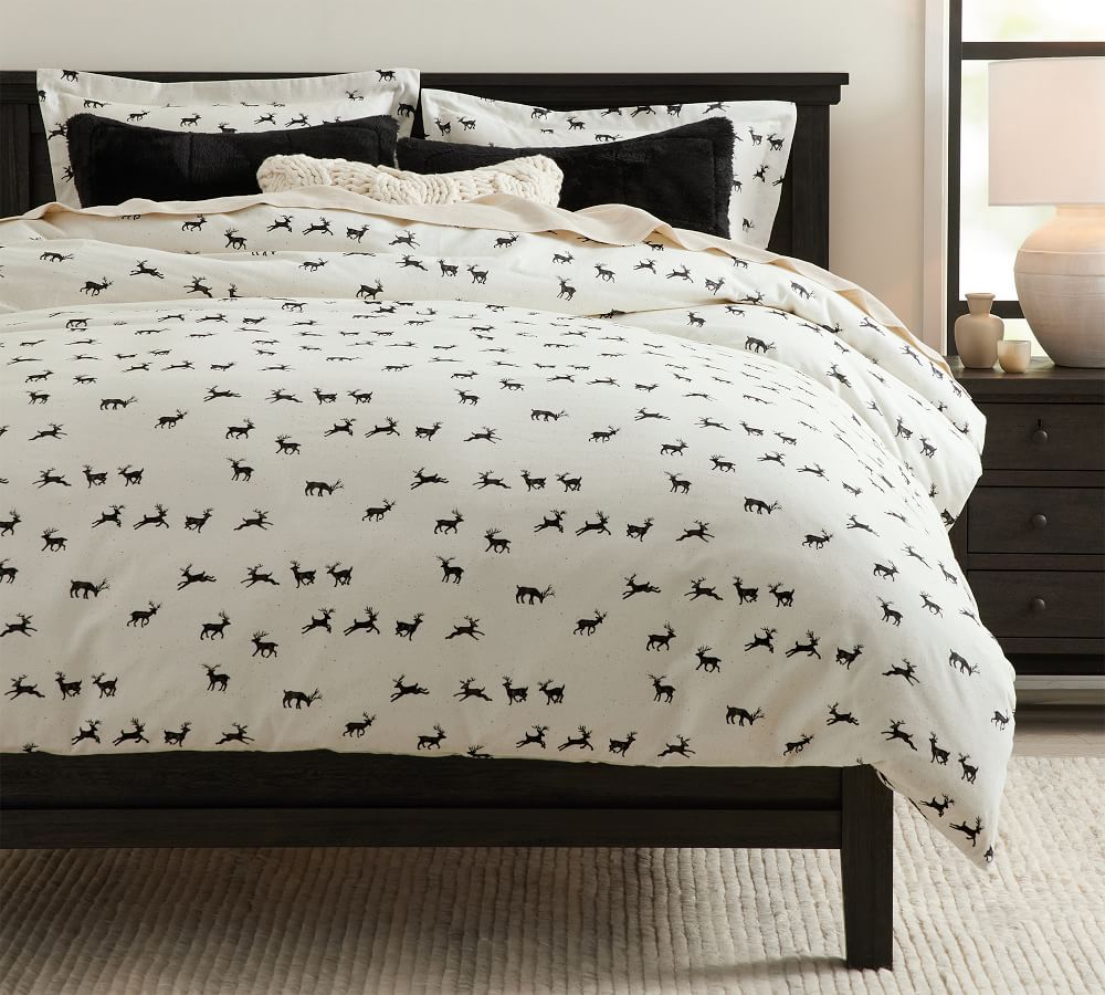 Rustic Reindeer Organic Cotton Duvet Cover | Pottery Barn (US)