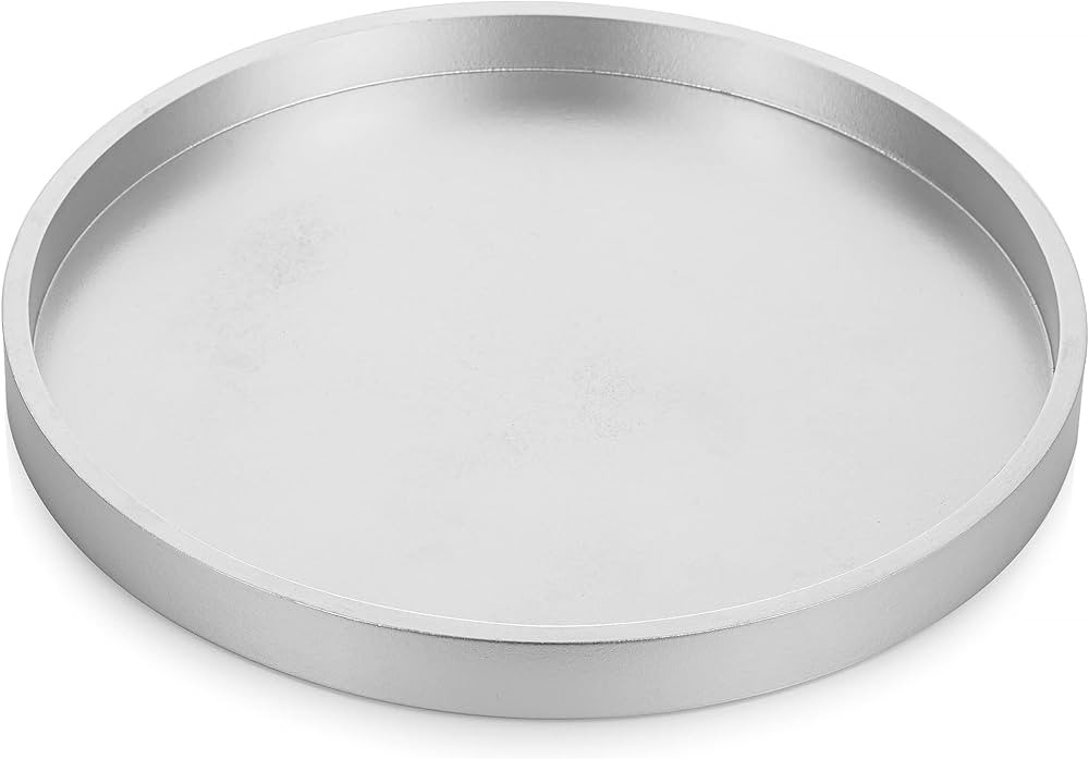 Hanobe Decorative Coffee Table Tray: Silver Wood Tray Round Rustic Wooden Trays Circle Farmhouse ... | Amazon (US)