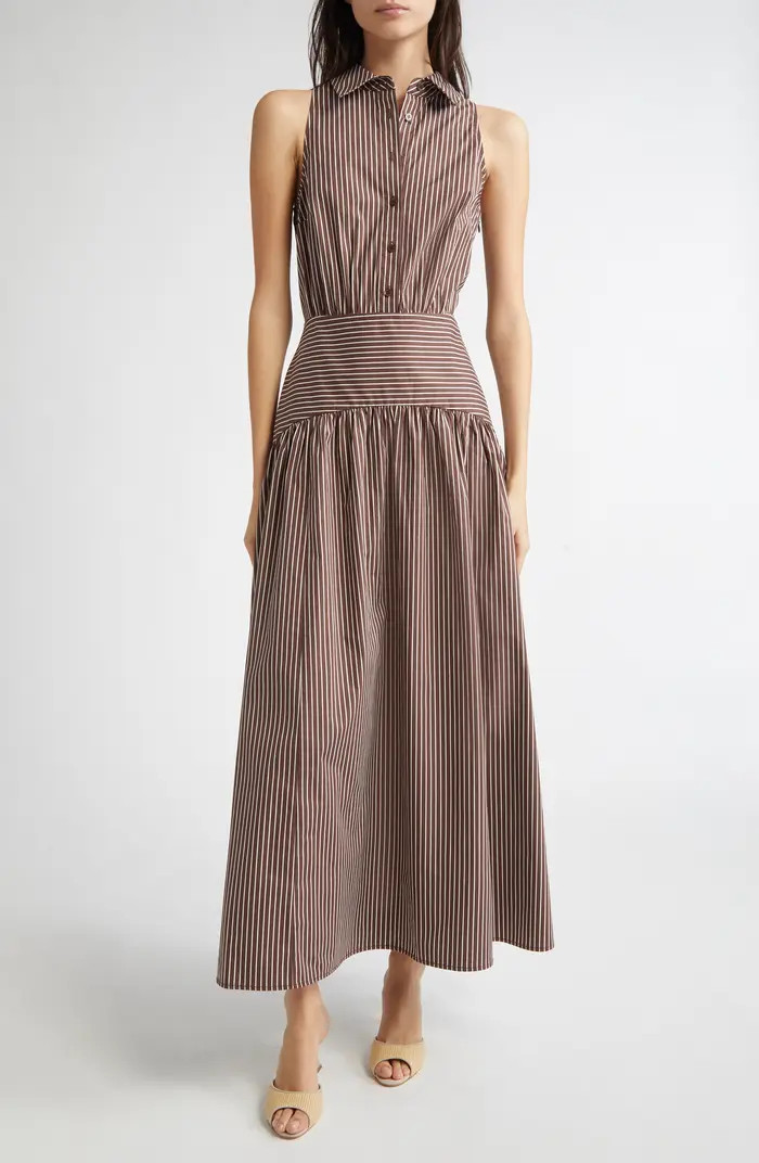 STAUD Romy Stripe Sleeveless Maxi Shirtdress | Nordstrom | Nordstrom