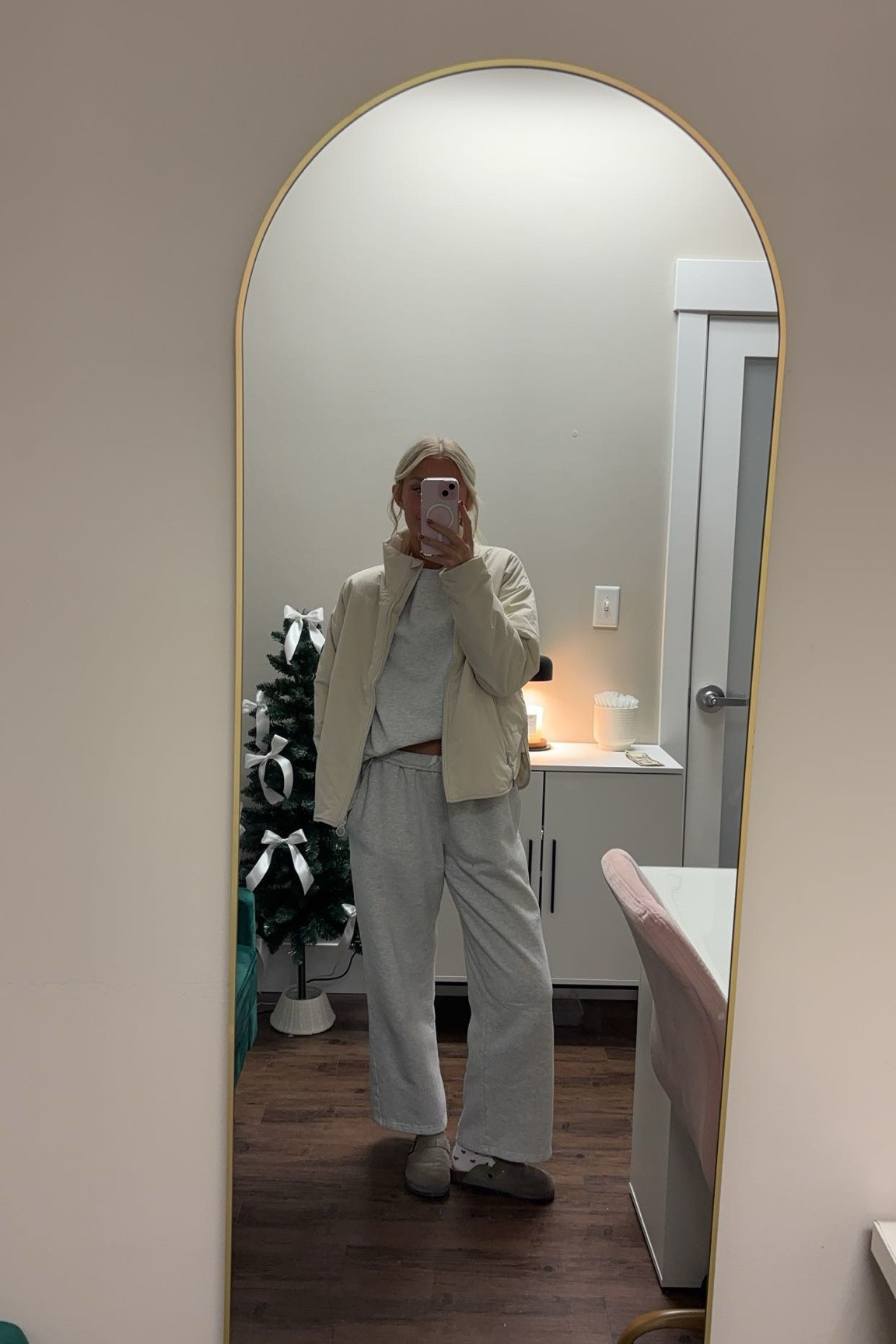 Rainy day outfit! Wearing small jacket, small top, sweats are one size! Size 7.5 shoes! 

Cozy fit, Birkenstocks, rainy day, vuori, brandy melville, target finds, crew socks. 

#LTKGiftGuide #LTKStyleTip #LTKWorkwear
