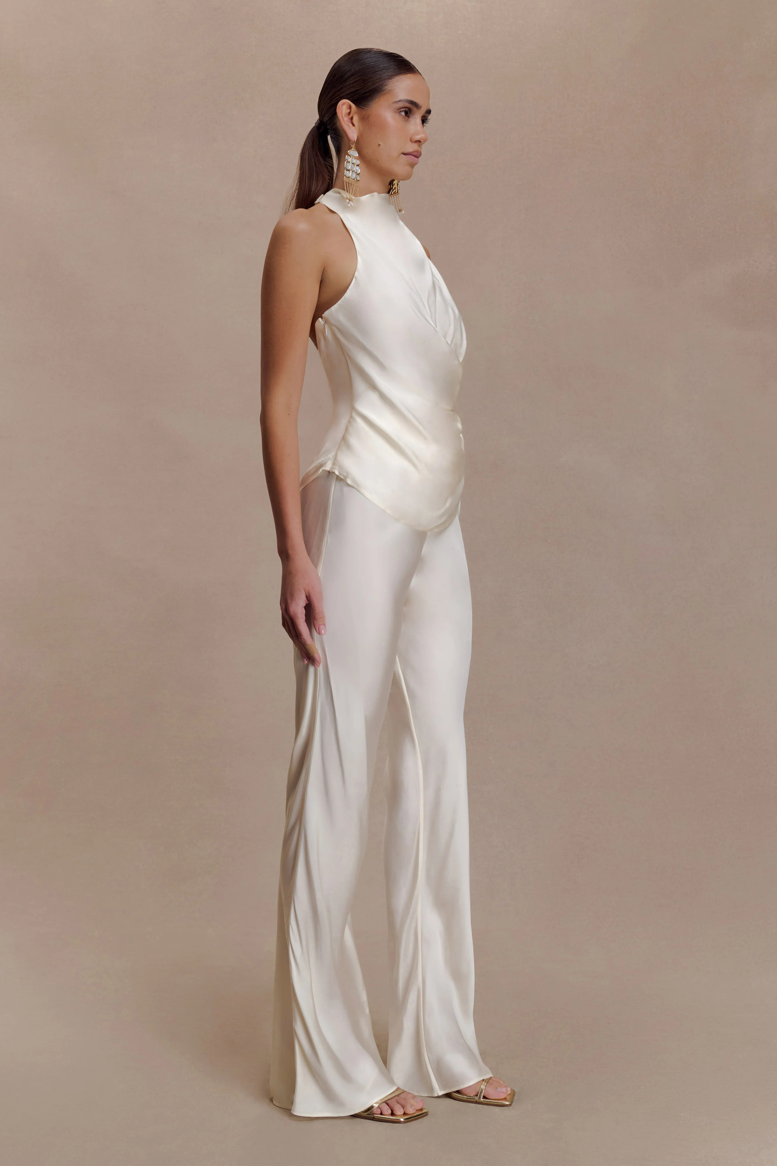 Bianca Satin Pants - Ivory | Meshki (APAC)