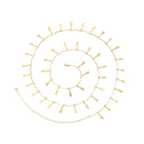 PEARLADA 18k Gold Shiny Sequin Waist Chain, Sexy Beach Bikini Body Chain, Dynamic Teardrop Waist Beads Shaker for Belly Dance | Amazon (US)