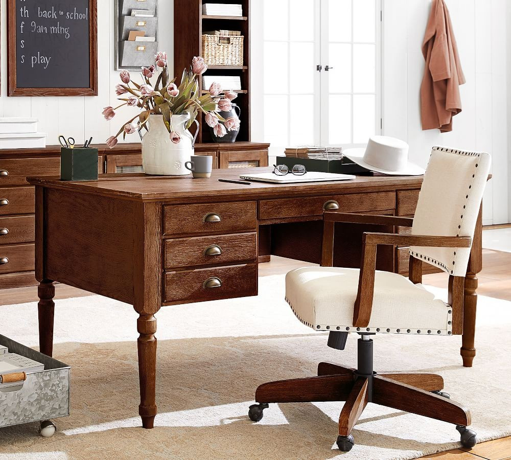 Printer's 64" Keyhole Desk with Drawers | Pottery Barn (US)