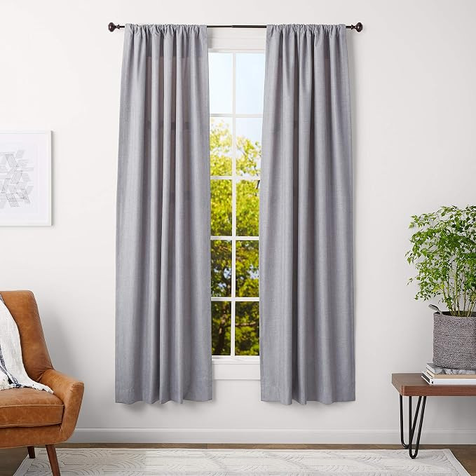 AmazonBasics 5/8 Inch Curtain Rod with Knob Finials - 28 to 48 Inch, Dark Bronze | Amazon (US)