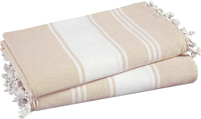 LANE LINEN Large Beach Towel, 2 Pack Turkish Beach Towel Set, Lightweight Beach Towels for Adults... | Amazon (US)