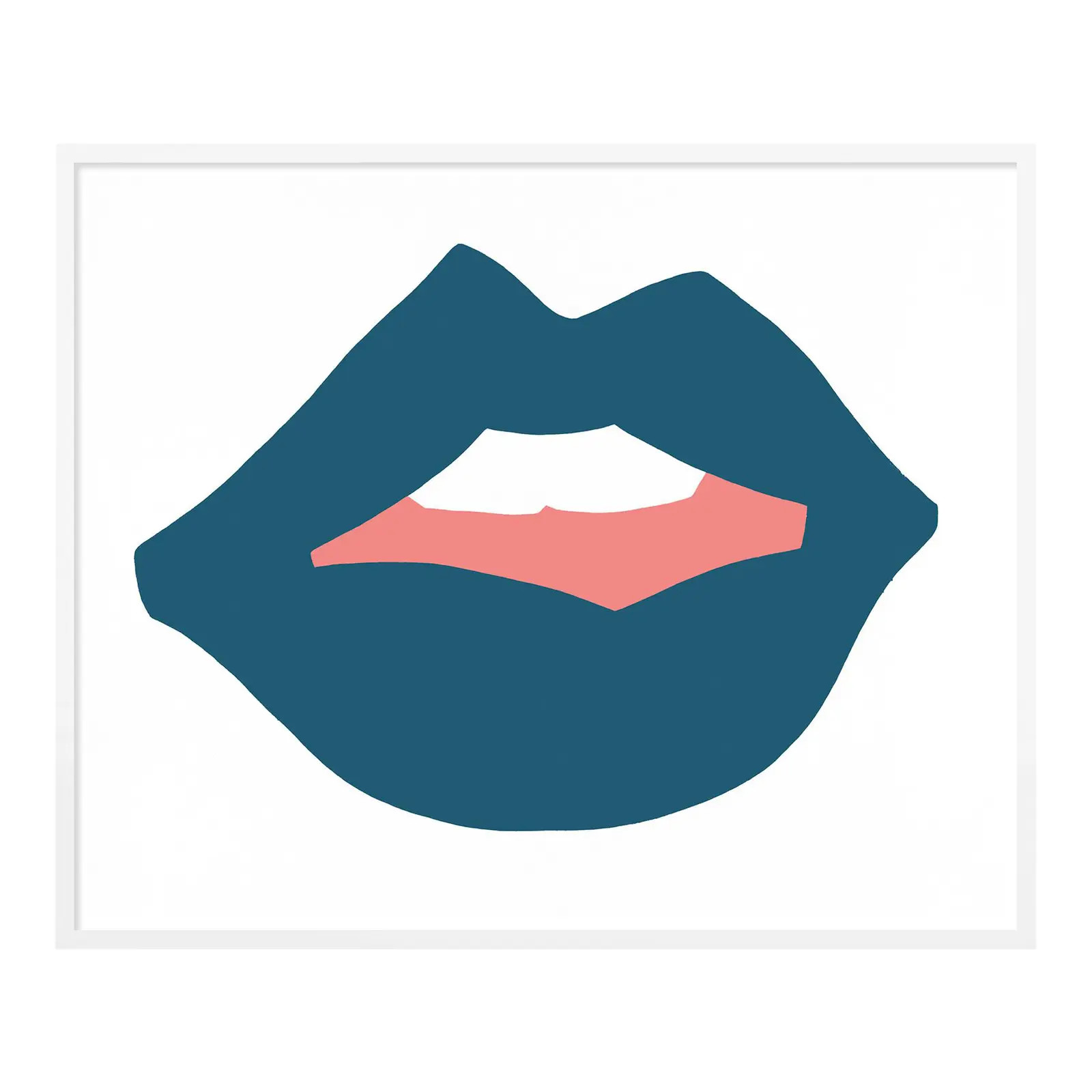 Kiss Me Aqua by Angela Chrusciaki Blehm in White Frame, Small Art Print | Chairish