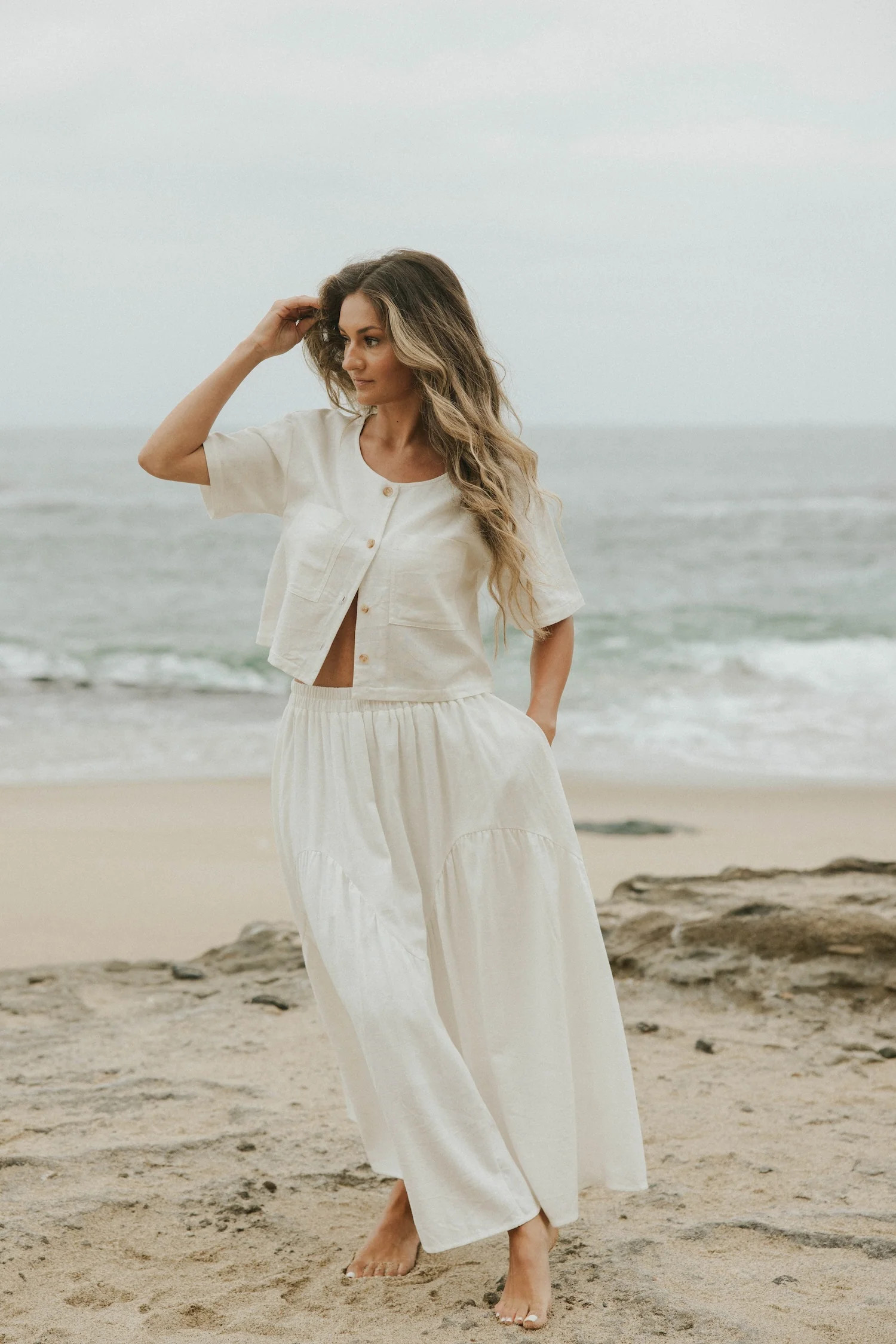 Isla Linen Maxi Skirt | White | Altair The Label