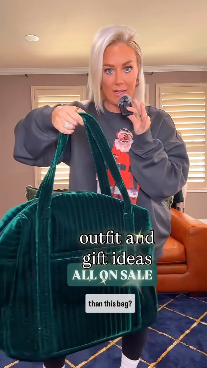 outfit and gift ideas! Santa sweatshirt - large Budweiser sweatshirt - large Plaid pants - medium Fleece half zip pullover - medium Knit lounge set - small Men’s plush robe - S/M Bow sparkle sweatshirt - medium Rinestone jeans - size 6 Leather jacket - XS Brown washed jeans - size 6 Camo barn jacket - size small

#LTKHoliday #LTKFindsUnder50 #LTKGiftGuide