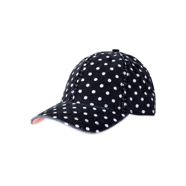 Time and Tru Women's Black Soot/Vivid White Polka Dots Baseball Cap | Walmart (US)