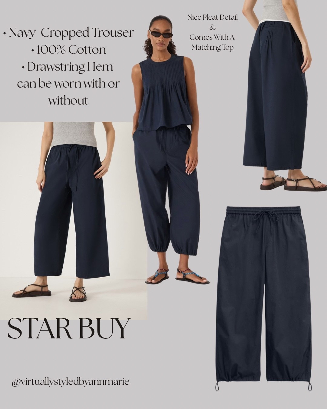 Navy cotton cropped trousers

#LTKsummer