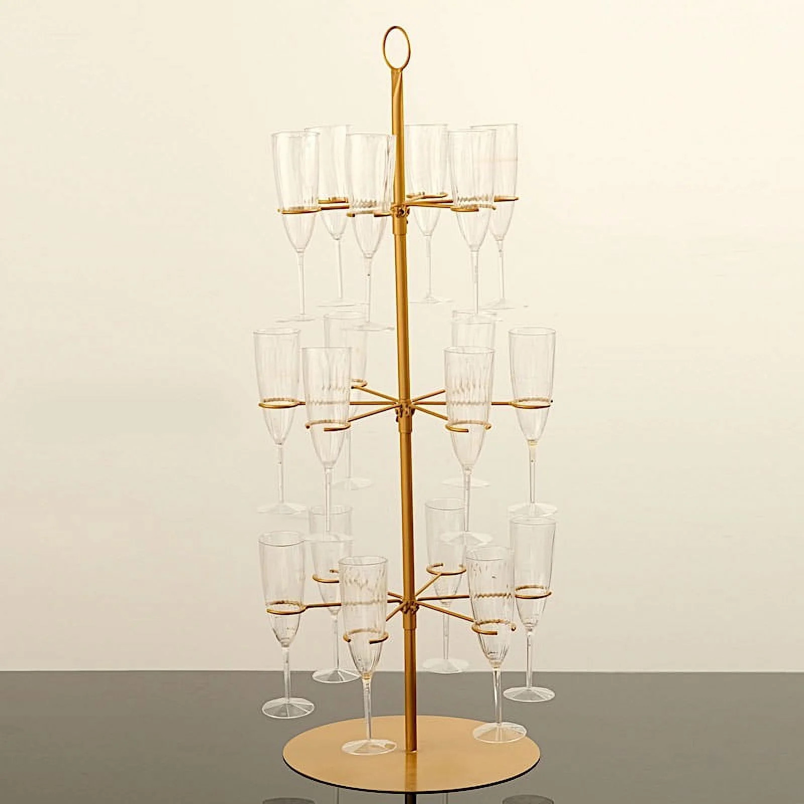 Balsa Circle Gold Metal Wine Glass Stand Champagne Flute Holder Tree Party Decorations 3-Tiers | Walmart (US)