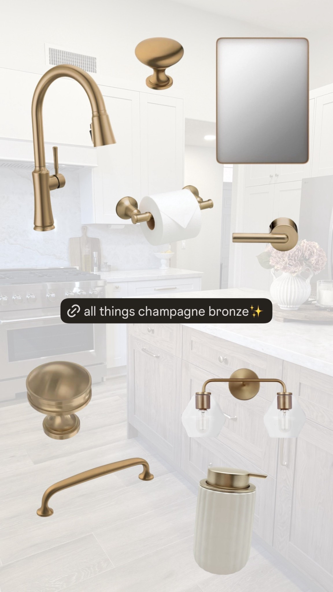 I’ve found all the best champagne bronze finishes to match Delta’s champagne bronze! From cabinet hardware, light fixtures, faucets, shower curtain rods, shower hooks, bath accessories, and more!

#LTKHome