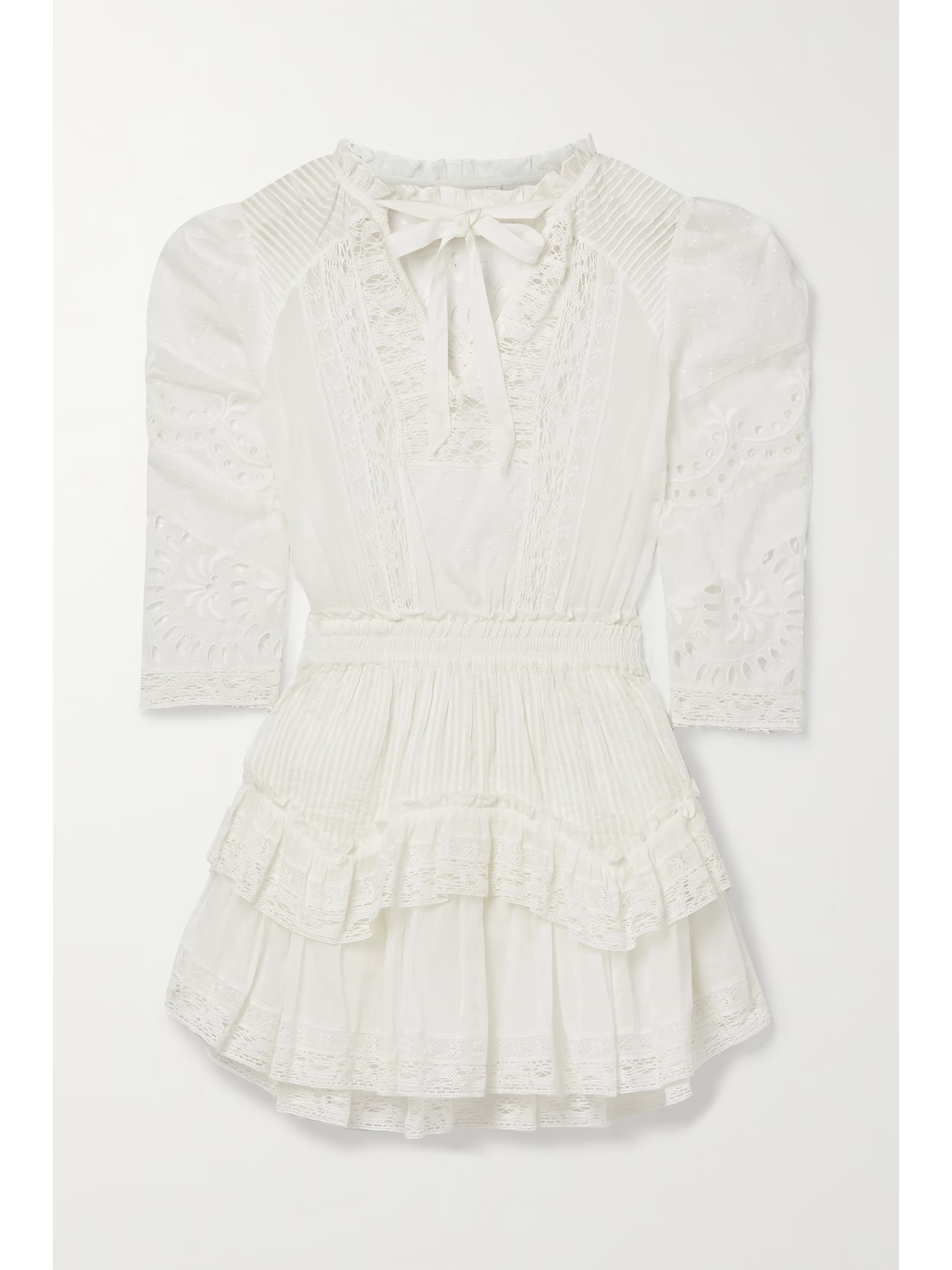 Isidore lace-trimmed broderie anglaise and Swiss-dot cotton-voile mini dress | NET-A-PORTER (US)