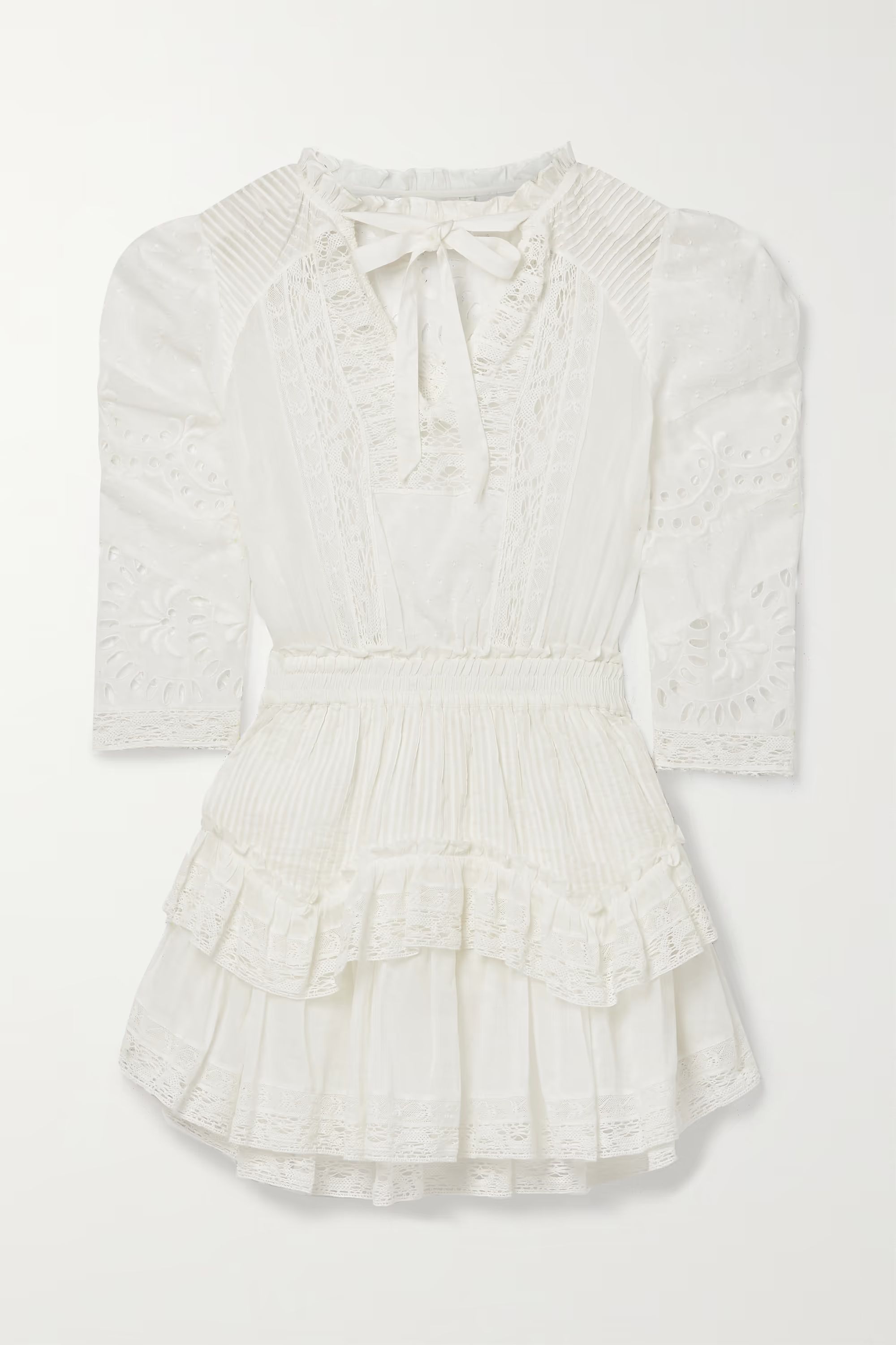 Isidore lace-trimmed broderie anglaise and Swiss-dot cotton-voile mini dress | NET-A-PORTER (US)