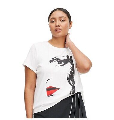 Diane Von Furstenberg Target White Crewneck T-Shirt Red Lip Face Tee IN HAND L | eBay US