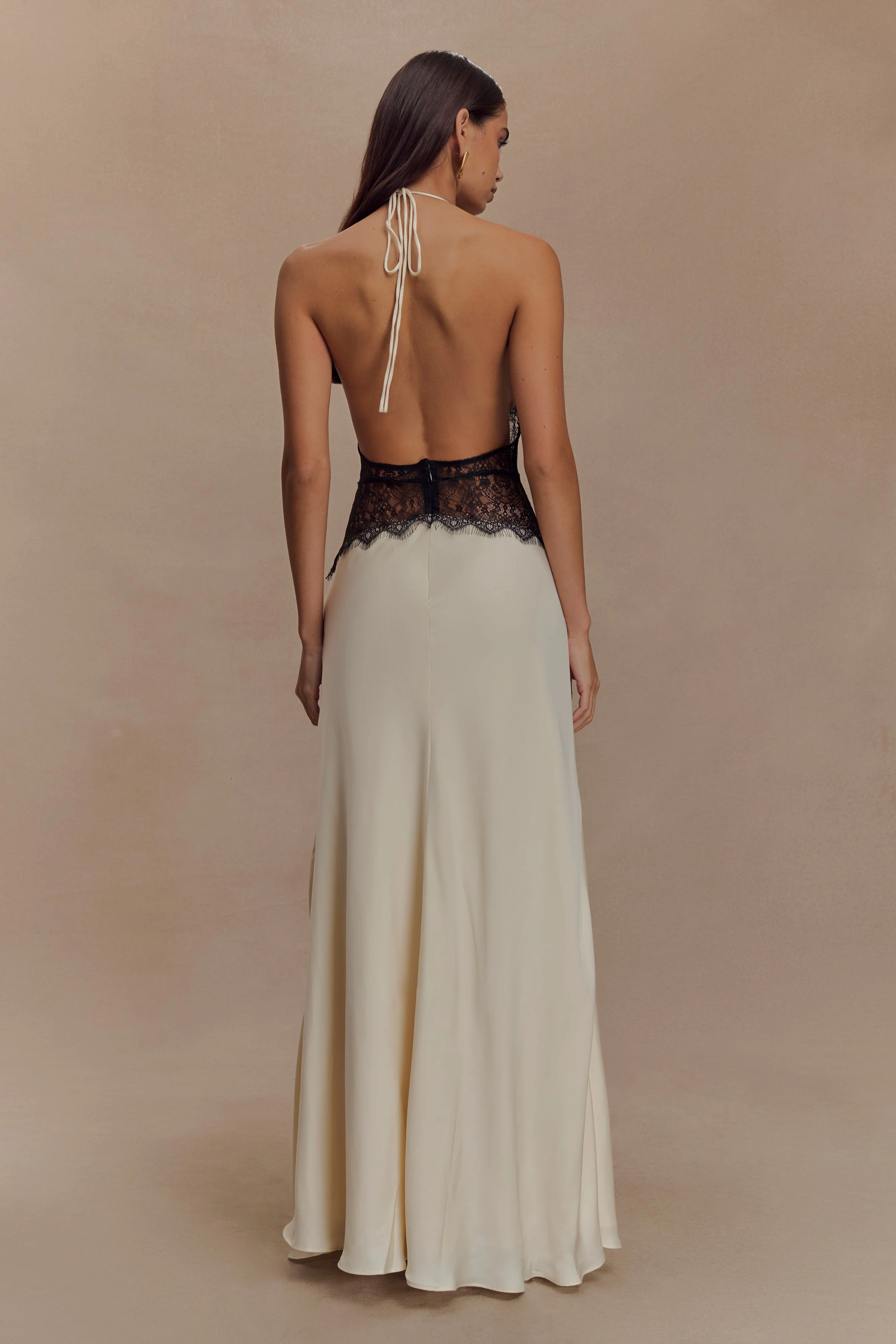 Dinah Lace And Satin Maxi Dress - Black/Ivory | Meshki (APAC)