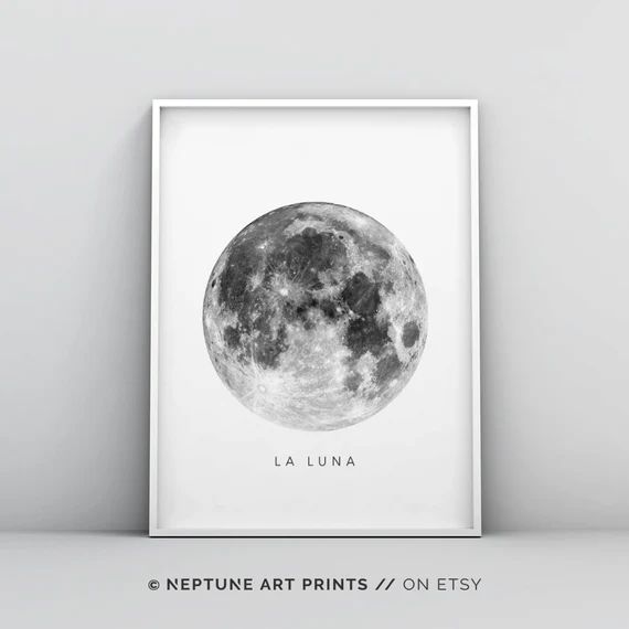 Full Moon Poster Art, Lunar Moon Print, Digital Download La Luna Moon Poster, Vintage Luna Print,... | Etsy (US)