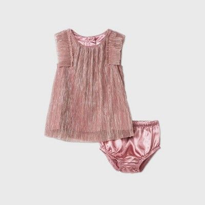 Baby Girls' Pleated Mesh Lurex Dress - Cat & Jack™ Pink | Target