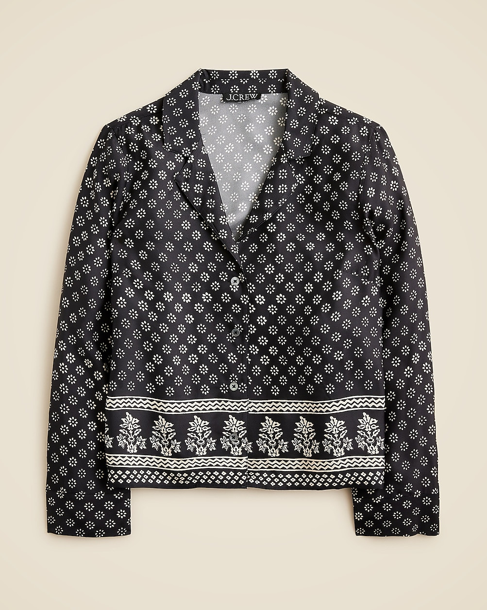 Camp-collar button-up shirt in block print | J. Crew US